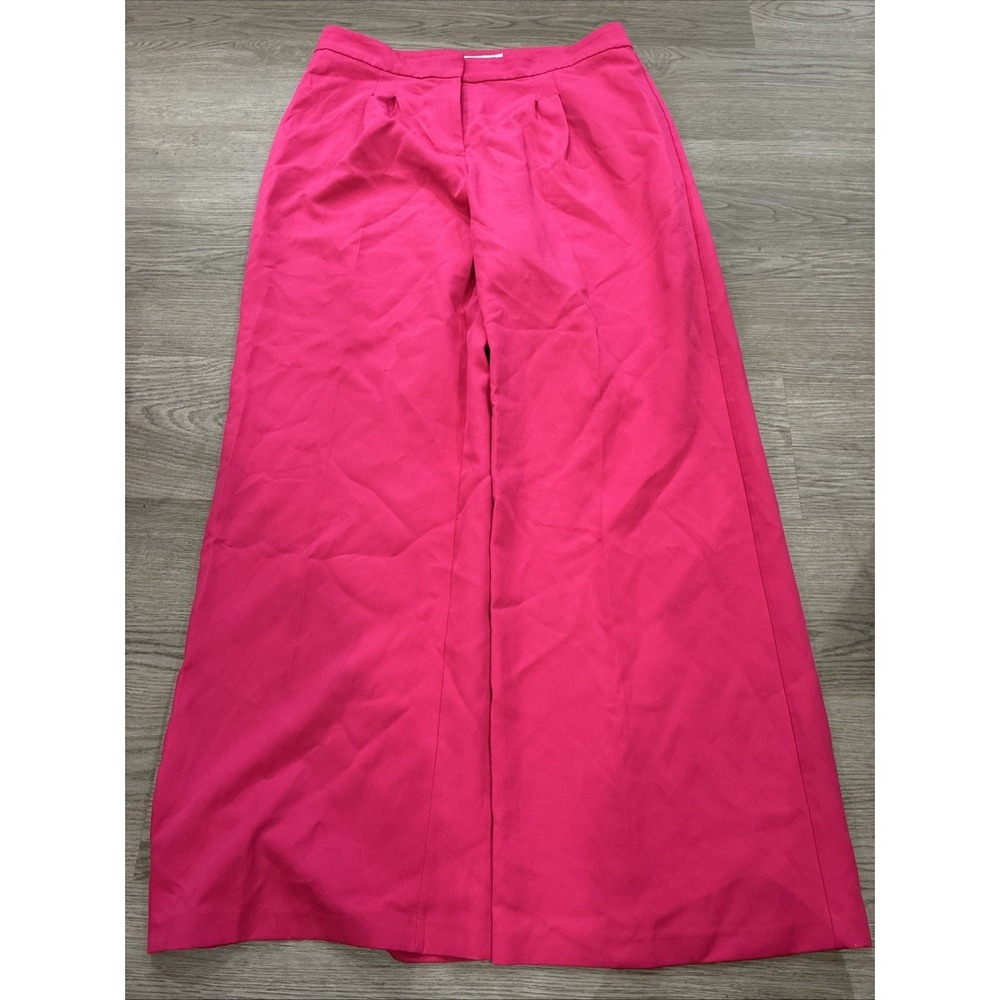 Carole Wren Pleated Pull On Dress Pants Size 12 Womens Solid Dark Pink